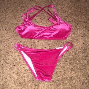 Pink velvet bikini